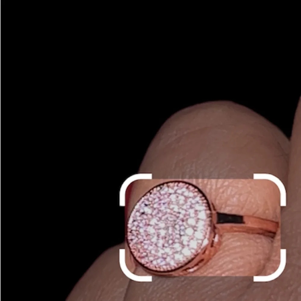Rose gold  plated silver button stacking mini faux diamonds embellished
